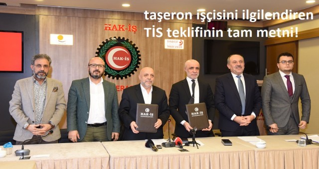Hak-İş'in Bakanlığa sunduğu 1 Milyon kamu ve taşeron işçisini ilgilendiren TİS teklifinin tam metni!