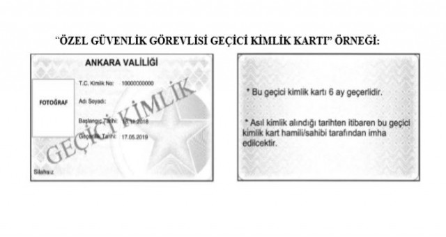 Özel Güvenlik Görevlisi Geçici Kimlik Kartı Kimlik Kartları Genelgesi