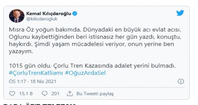 Kılıçdaroğlu'ndan Öz ailesine 'geçmiş olsun' telefonu