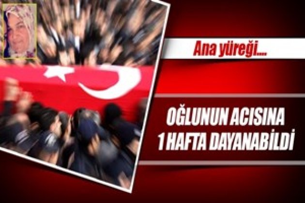 Şehit oğlunun acısına 1 hafta dayanabildi!