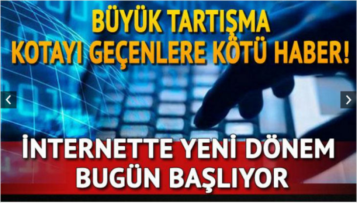 İnternette yeni dönem başlıyor  Kotayı aştığında Ek ücret gelirim 