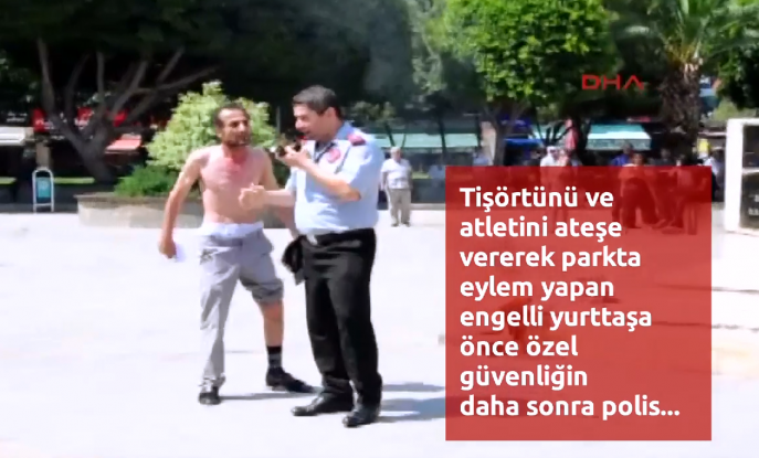 Adana'da şok görüntüler Güvenlik görevlisi engelli vatandaşı darp etti