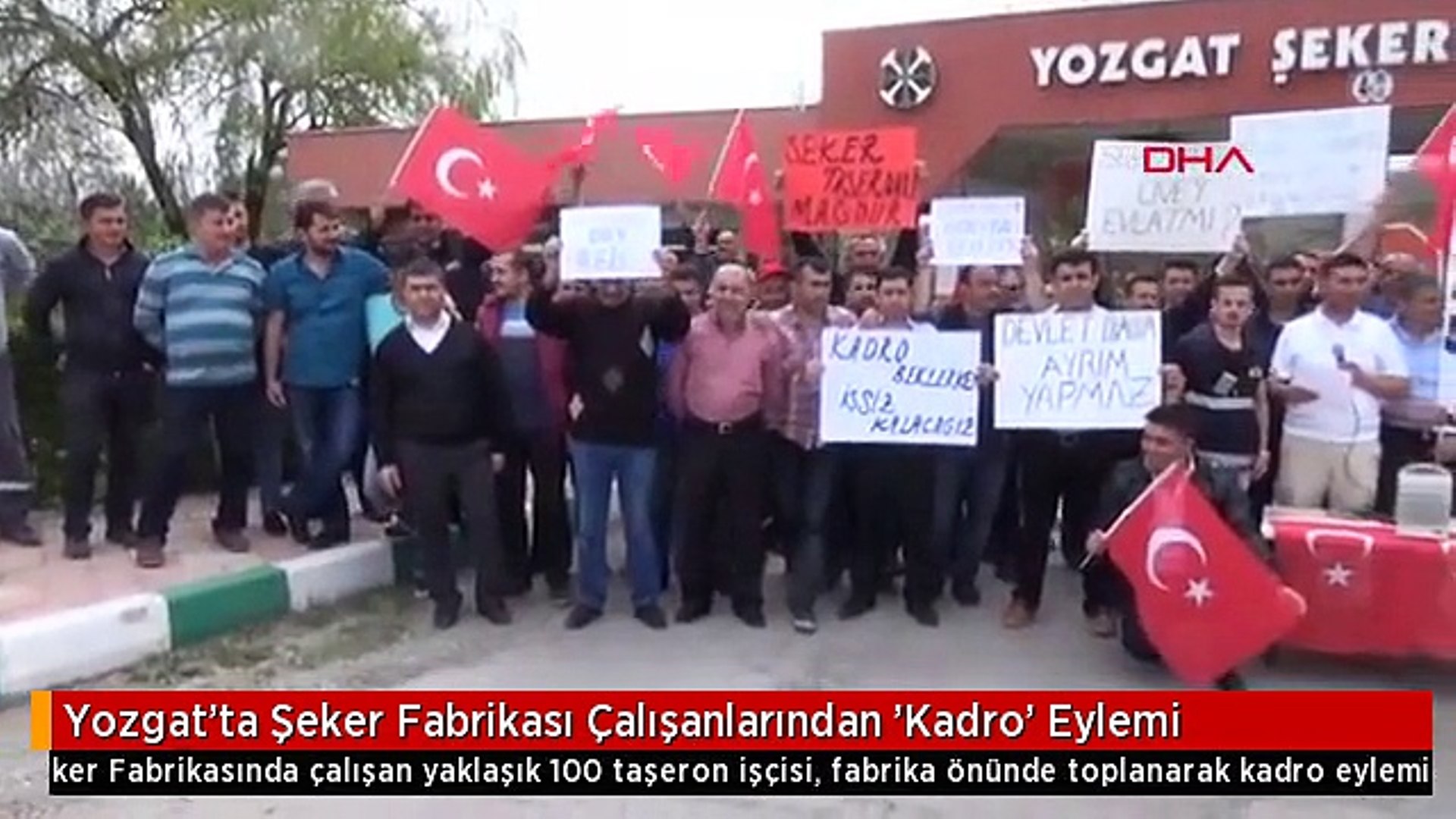 Yozgat Şeker Fabrikası önünde işçilerden kadro eylemi