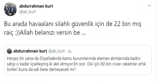 DSİ’de iş bulmak 80 Bin TL, Havalimanında güvenlik alımı için 22 Bin TL istiyorlar iddiası