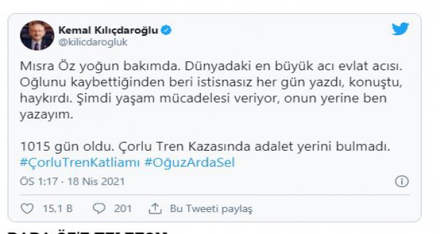 Kılıçdaroğlu'ndan Öz ailesine 'geçmiş olsun' telefonu