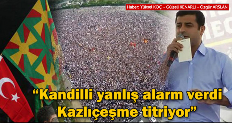 HDP mitinginde Türk bayrakları Mitinge gelen bazı kişilerin elinde hem Türk bayrağı hem de HDP bayrağı olduğu görüldü.