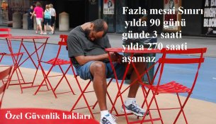 Fazla mesai Sınırı yılda 90 günü; günde 3 saati; yılda 270 saati aşamaz.