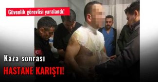 Düzce'deki kaza sonrası hastane karıştı, güvenlik görevlisi yaralandı