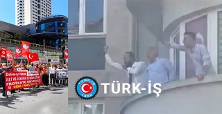 TÜRK-İŞ yöneticileri el hareketi ile işçilere hakaret etti